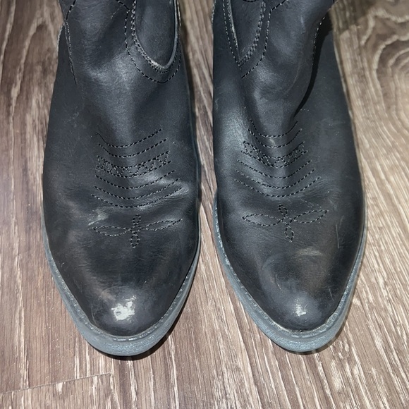 R.B.L.S Black Faux Leather Cowboy Boots - Picture 3 of 8